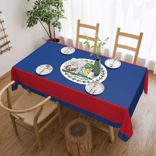 KINGWW Quadratische Tischdecke mit Belize-Flagge, fettabweisend, quadratische Tischdecken für rechteckige Tische, wiederverwendbare und waschbare Tischdecken, Polyester-Tischdecken von KINGWW