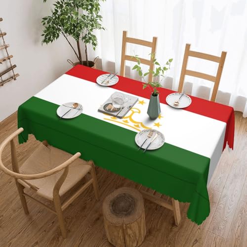 KINGWW Quadratische Tischdecke mit Flagge von Tadschikistan, fettabweisend, quadratische Tischdecken für rechteckige Tische, wiederverwendbare und waschbare Tischdecken, Polyester-Tischdecken von KINGWW