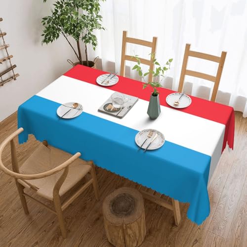 KINGWW Quadratische Tischdecke mit Luxemburg-Flagge, fettabweisend, quadratische Tischdecken für rechteckige Tische, wiederverwendbare und waschbare Tischdecken, Polyester-Tischdecken von KINGWW