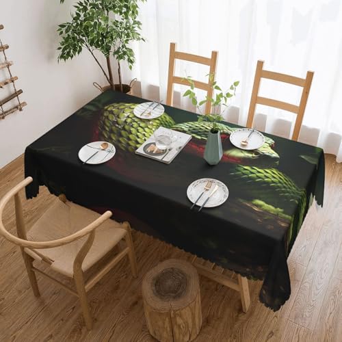 KINGWW Quadratische Tischdecke mit Schlangenschlange, fettabweisend, für rechteckige Tische, wiederverwendbare und waschbare Tischdecken, Polyester-Stoff-Tischdecken von KINGWW