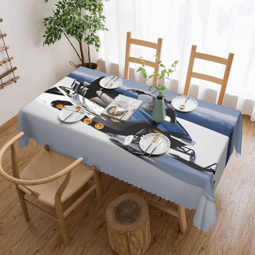 KINGWW Quadratische Tischdecke mit Schneemobil und Schneemobil für rechteckige Tische, wiederverwendbare und waschbare Tischdecken, Polyester-Stoff-Tischdecken von KINGWW