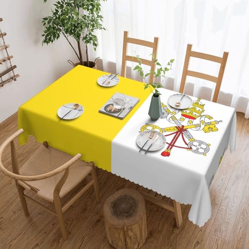 KINGWW Quadratische Tischdecke mit Vatikan-Flagge, fettabweisend, quadratische Tischdecken für rechteckige Tische, wiederverwendbare und waschbare Tischdecken, Polyester-Stoff-Tischdecken von KINGWW