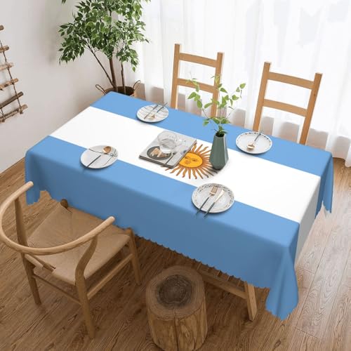 KINGWW Quadratische Tischdecke mit argentinischer Flagge, fettabweisend, quadratische Tischdecken für rechteckige Tische, wiederverwendbare und waschbare Tischdecken, Polyester-Tischdecken von KINGWW