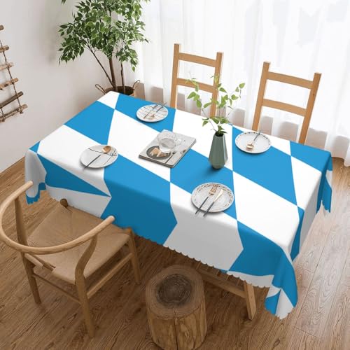 KINGWW Quadratische Tischdecke mit bayerischer Flagge, fettabweisend, quadratische Tischdecken für rechteckige Tische, wiederverwendbare und waschbare Tischdecken, Polyester-Stoff-Tischdecken von KINGWW