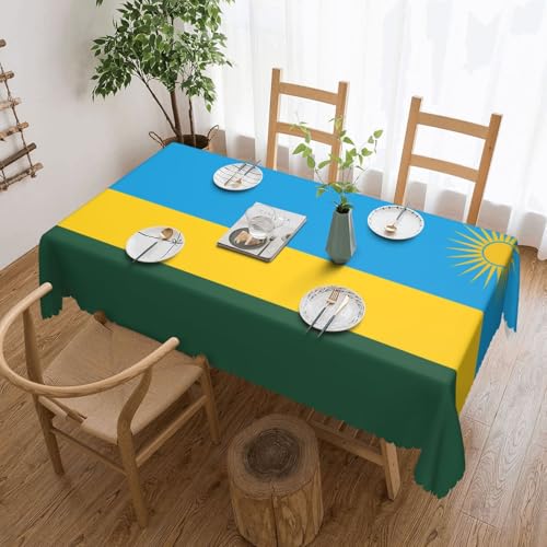 KINGWW Quadratische Tischdecke mit der Flagge Ruandas, fettabweisend, quadratische Tischdecken für rechteckige Tische, wiederverwendbare und waschbare Tischdecken, Polyester-Stoff-Tischdecken von KINGWW