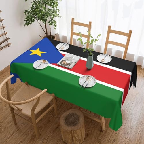 KINGWW Quadratische Tischdecke mit der Flagge des Südsudans, fettabweisend, quadratische Tischdecken für rechteckige Tische, wiederverwendbare und waschbare Tischdecken, Polyester-Stoff-Tischdecken von KINGWW