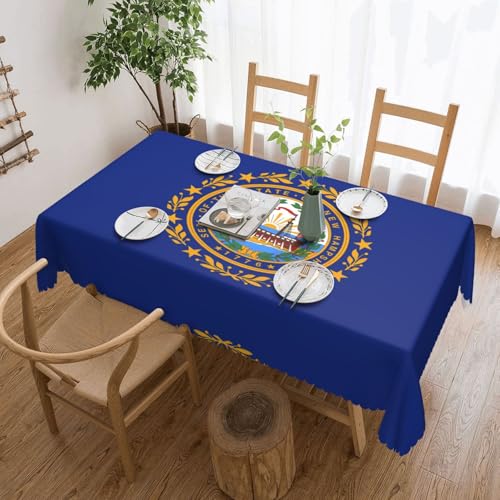 KINGWW Quadratische Tischdecke mit der Flagge von New Hampshire von New Hampshire, fettabweisend, quadratische Tischdecken für rechteckige Tische, wiederverwendbare und waschbare Tischdecken, von KINGWW