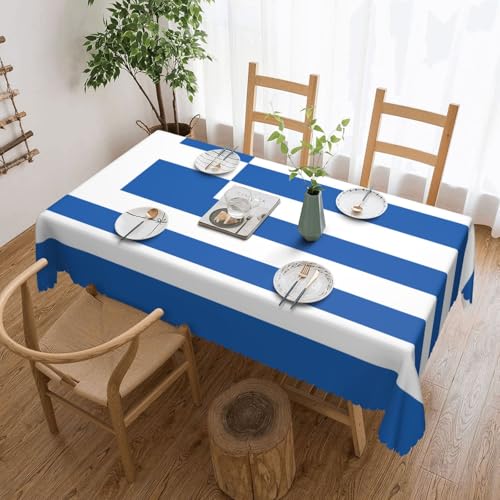 KINGWW Quadratische Tischdecke mit griechischer Flagge, fettabweisend, quadratische Tischdecken für rechteckige Tische, wiederverwendbare und waschbare Tischdecken, Polyester-Stoff-Tischdecken von KINGWW