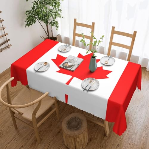 KINGWW Quadratische Tischdecke mit kanadischer Flagge, fettabweisend, quadratische Tischdecken für rechteckige Tische, wiederverwendbare und waschbare Tischdecken, Polyester-Stoff-Tischdecken von KINGWW