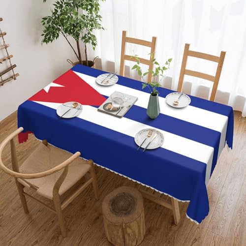 KINGWW Quadratische Tischdecke mit kubanischer Flagge, fettabweisend, quadratische Tischdecken für rechteckige Tische, wiederverwendbare und waschbare Tischdecken, Polyester-Stoff-Tischdecken von KINGWW