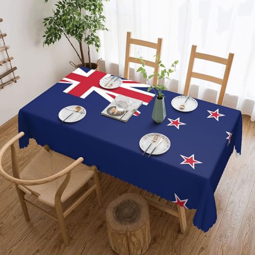 KINGWW Quadratische Tischdecke mit neuseeländischer Flagge, fettabweisend, quadratische Tischdecken für rechteckige Tische, wiederverwendbare und waschbare Tischdecken, Polyester-Stoff-Tischdecken von KINGWW