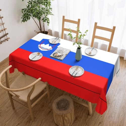 KINGWW Quadratische Tischdecke mit slowenischer Flagge von Slowenien, fettabweisend, quadratische Tischdecken für rechteckige Tische, wiederverwendbare und waschbare Tischdecken, Polyester-Tischdecken von KINGWW