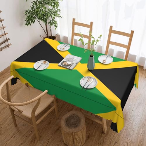 KINGWW Tischdecke mit Jamaika-Flagge von Jamaika, fettabweisend, quadratisch, für rechteckige Tische, wiederverwendbare und waschbare Tischdecken, Polyester-Stoff-Tischdecken von KINGWW