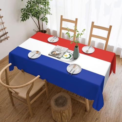 KINGWW Tischdecke mit Paraguay-Flagge von Paraguay, fettabweisend, quadratisch, für rechteckige Tische, wiederverwendbare und waschbare Tischdecken, Polyester-Stoff-Tischdecken von KINGWW