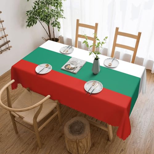 KINGWW Tischdecke mit bulgarischer Flagge, fettabweisend, quadratisch, für rechteckige Tische, wiederverwendbare und waschbare Tischdecken, Polyester-Stoff-Tischdecken von KINGWW