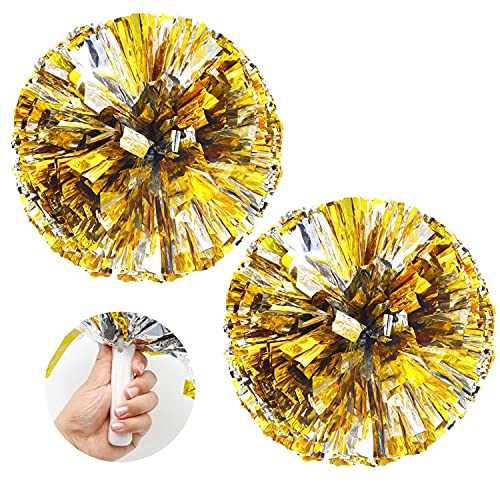 KINHARD 2 Stück Cheerleading Pom, Metallic-Folie Pom Poms, Bunt Gemischt Tanz Pompoms Werden für Sportveranstaltungen, Ballspiele, Tänze, Karnevalspartys Verwendet von KINHARD