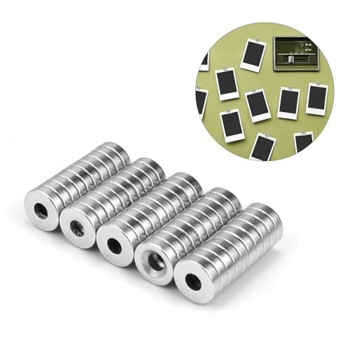 KINHARD 50 Stück Neodym Magnete mit Loch, 3 mm Magnet Neodym, Mini Magnete Stark, Magnetischer Rundloch Magnet, zum Anhaften von Gegenständen auf Metall von KINHARD