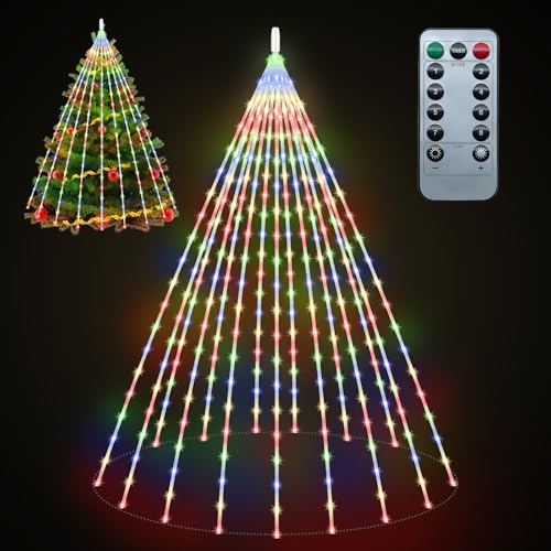 KINREECELL Lichterkette Weihnachtsbaum, 2M 400LED Weihnachtsbaum Lichter mit Fernbedienung, IP66 wasserdicht 8 Modi Weihnachtsbaum Lichter für Outdoor Indoor Weihnachtsdekoration von KINREECELL