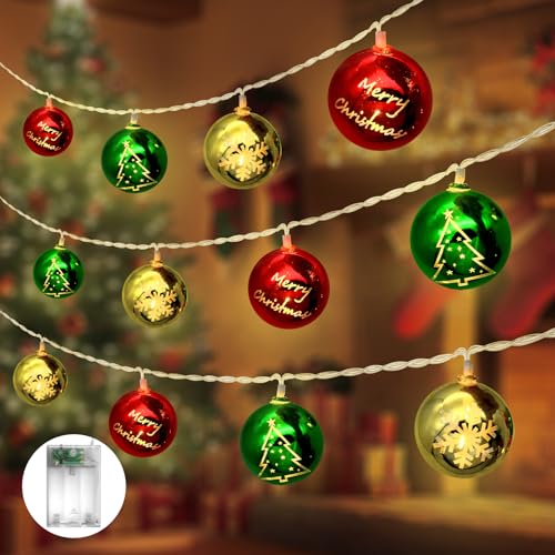 KINREECELL Weihnachtslichterkette für Den Innenbereich, 3m 20 LEDs Weihnachtskugel-Lichterkette, Batteriebetrieben, 2 Modi, Warmweiße Weihnachtslichterkette für Garten, Hochzeit, Weihnachtsgeschenke von KINREECELL