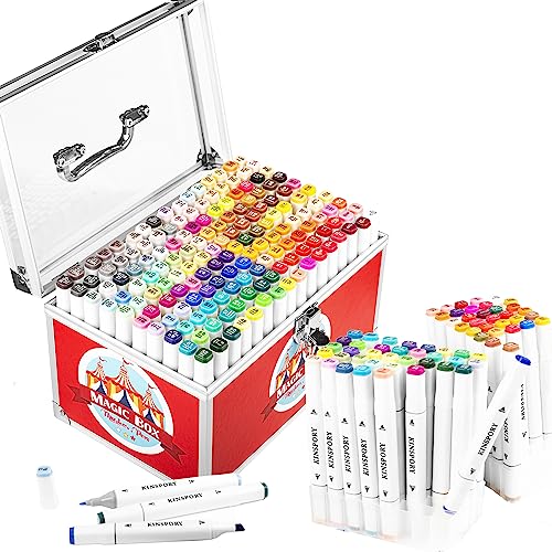 KINSPORY 160 Farben Marker Stifte Set, Filzstifte, Alkohol Stifte Set, Permanent Marker Pens mit Basis von KINSPORY