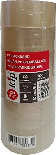 kip PP-Packband Premium Plus 6 Rollen 50mm x 66m Klebeband transparent bis 100 Grad von kip