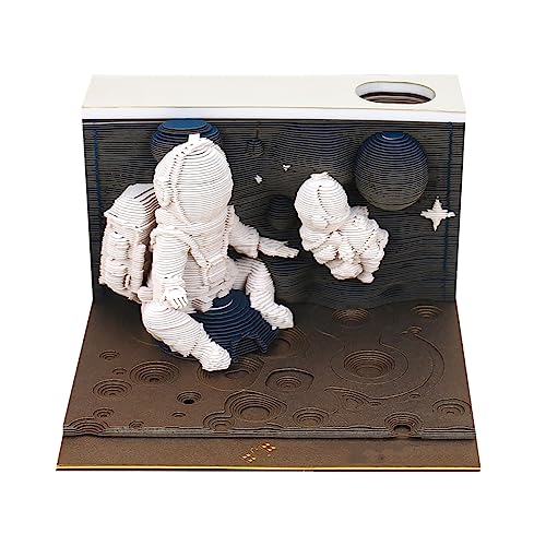 2025 Desk Calendar Notepad, Paper Carving, 3D Lock Calendar Notepad, Tear Off Notepad, DIY Paper Carving, Crafts, Paper Sculpture Desktop Ornament for School Home (Astronaut) von KIRVCN