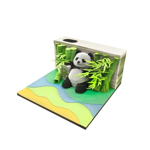 3D Calendar 2025, 2025 Desk Calendar Notepad, 3D Art Sticky Notes Tear Off with Pen Holder, Paper Sculpture Desktop Ornament for School Home (Panda) von KIRVCN