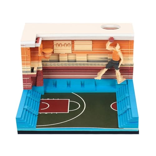 3D Calendar 2025, Basketball court Time Piece Calendar 2025, DIY Tear Away Paper Carving Sticky Note, Cards for Office Home Gifts Ornaments (Basketball court) von KIRVCN