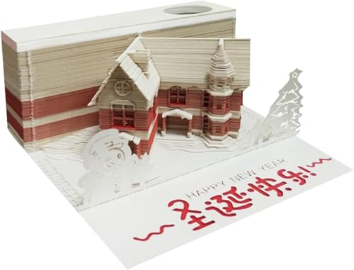 3D Calendar 2025, Christmas Cottage Time Piece Calendar 2025, 3D Sticky Notes Tear Away Calendar, Art Calendar Paper Carving Gift Present, for School Home Office (Christmas Cottage) von KIRVCN