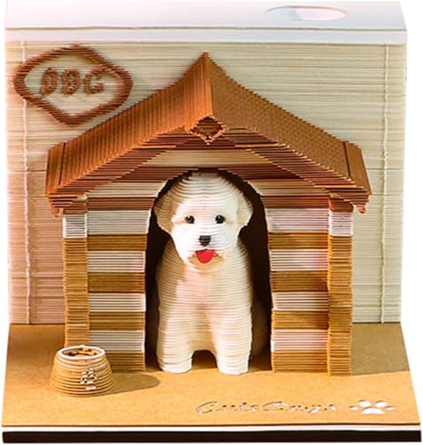 3D Calendar 2025, Dog Time Piece Calendar 2025, 3D Sticky Notes Tear Away Calendar, Art Calendar Paper Carving Gift Present, for School Home Office (dog) von KIRVCN