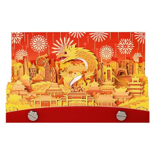 3D Calendar 2025, Golden Dragon Time Piece Calendar 2025, DIY Tear Away Paper Carving Sticky Note, Cards for Office Home Gifts Ornaments (Golden Dragon) von KIRVCN