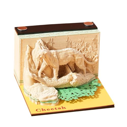 3D Calendar 2025, Jungle cheetah Time Piece Calendar 2025, 3D Sticky Notes Tear Away Calendar, Art Calendar Paper Carving Gift Present, for School Home Office (Jungle cheetah) von KIRVCN