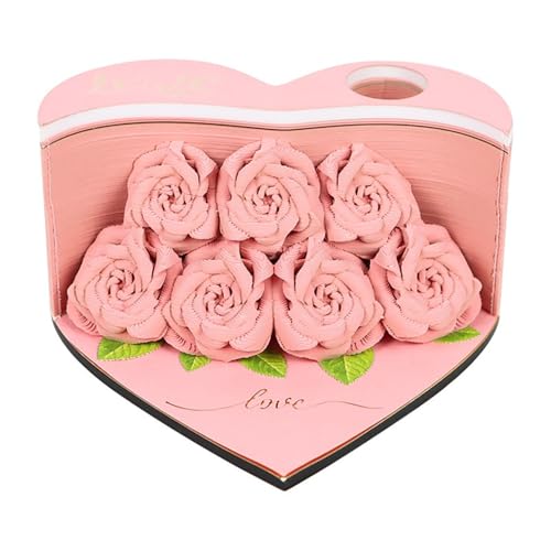 3D Calendar 2025, Pink Roses Time Piece Calendar 2025, DIY Tear Away Paper Carving Sticky Note, Cards for Office Home Gifts Ornaments (Pink) von KIRVCN