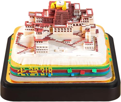 3D Calendar 2025, Potala Palace Time Piece Calendar 2025, DIY Tear Away Paper Carving Sticky Note, Cards for Office Home Gifts Ornaments (Potala Palace) von KIRVCN