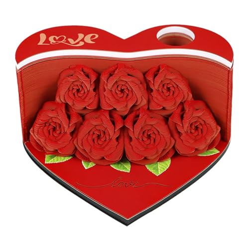 3D Calendar 2025, Red Roses Time Piece Calendar 2025, DIY Tear Away Paper Carving Sticky Note, Cards for Office Home Gifts Ornaments (Red) von KIRVCN