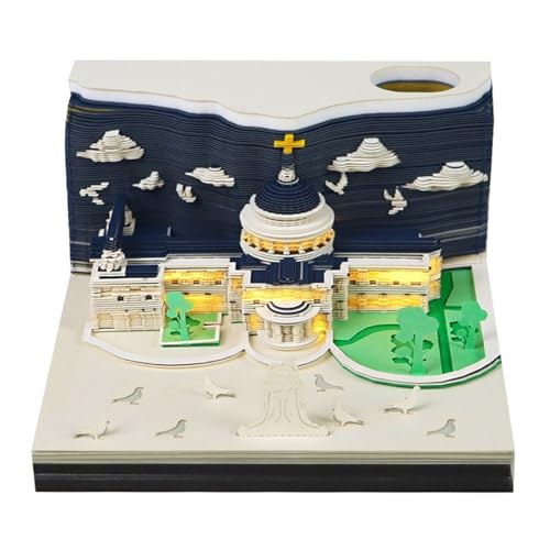 3D Calendar 2025, St. Paul's Church Time Piece Calendar 2025, DIY Tear Away Paper Carving Sticky Note, Cards for Office Home Gifts Ornaments (St. Paul's Church) von KIRVCN