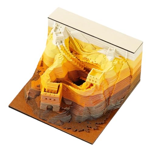 3D Calendar 2025, The Great Wall Creative Desk Time Piece Calendar, 3D Art Memo Pad DIY Carving Notepad Paper Carving Sculpture Gift for School Home Office (The Great Wall) von KIRVCN