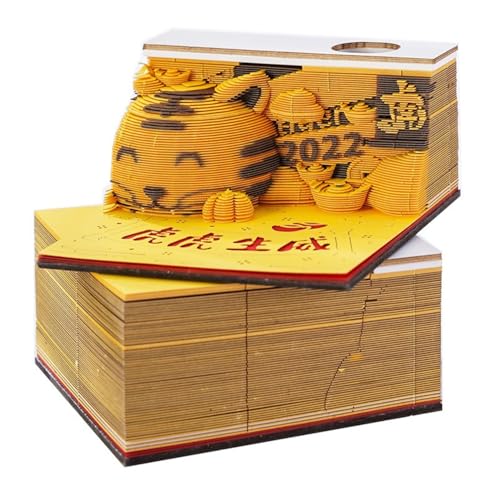 3D Calendar 2025, Tiger Time Piece Calendar 2025, 3D Sticky Notes Tear Away Calendar, Art Calendar Paper Carving Gift Present, for School Home Office (Tiger) von KIRVCN