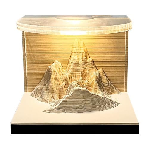 3D Calendar 2025, golden mountain Time Piece Calendar 2025, 3D Sticky Notes Tear Away Calendar, Art Calendar Paper Carving Gift Present, for School Home Office (golden) von KIRVCN