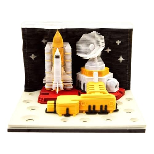 3D Calendar 2025, rocket Palace Time Piece Calendar 2025, 3D Art Memo Pad, DIY Carving Notepad Paper Carving, for Home Office Decoration Gift (rocket) von KIRVCN