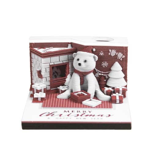 3D Calendar 2025,Christmas BearTime Piece Calendar 2025, DIY Tear Away Paper Carving Sticky Note, Cards for Office Home Gifts Ornaments (Christmas Bear) von KIRVCN