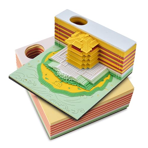 3D Calendar 2025 3D Notepad Calendar 2025 3D Notepad Paper Carving Gift Desktop Decoration for Christmas Anniversary Valentine's Day (Yellow Tower) von KIRVCN