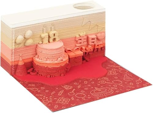 3D Calendar 2025 Cake, Time Piece Calendar 2025, 3D Sticky Notes Tear Away Calendar, Art Memo Pad DIY Carving Notepad, for Home Office Decoration Gift (Cake) von KIRVCN