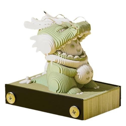 3D Calendar 2025 Green dragon, Time Piece Calendar 2025, 3D Sticky Notes Tear Away Calendar, Art Memo Pad DIY Carving Notepad, for Home Office Decoration Gift (Green dragon) von KIRVCN