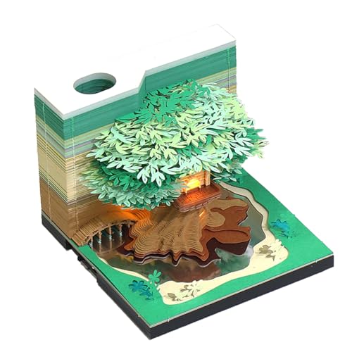 3D Calendar 2025 green Tree house, Time Piece Calendar 2025, 3D Sticky Notes Tear Away Calendar, Art Memo Pad DIY Carving Notepad, for Home Office Decoration Gift (green) von KIRVCN