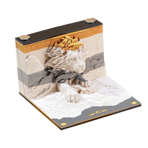 3D Calendar Tear Off 2025, 3D Notepad Paper Carving Gift, 2025 Table Calendar Notepad, Paper Sculpture, 3D Calendar, Creative Sticky Notes for DIY Gift (Lion) von KIRVCN