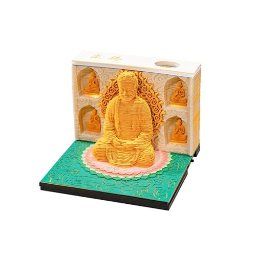 3D-Kalender 2025, Hauptbild des Buddha-Uhrenkalenders 2025, DIY Abreißpapierschnitzerei, Haftnotizen, Karten für Büro, Zuhause, Geschenke, Ornamente (Hauptbild von Buddha) von KIRVCN