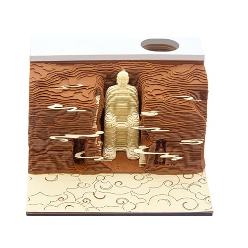 3D-Kalender 2025, Leshan Buddha Zeitmesser Kalender 2025, DIY Tear Away Paper Carving Sticky Note, Karten für Büro Zuhause Geschenke Ornamente (Leshan Buddha) von KIRVCN