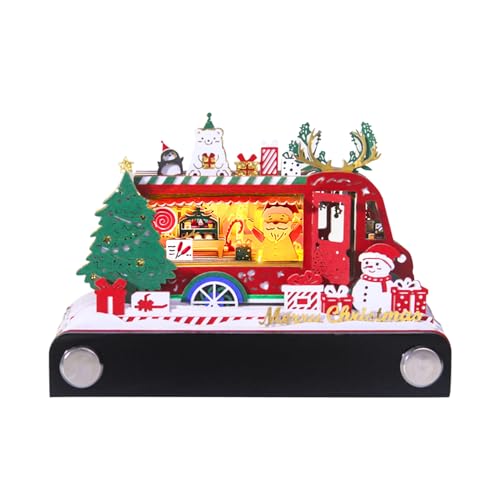 3D-Notizblock, handzerrissenes Weihnachts-LKW-Papier, Skulptur, Kunstwerk, exquisit, kreativ, antihaftbeschichtet, Haftnotizen, Karten für Büro, Zuhause, Geschenke, Ornamente (Weihnachts-LKW) von KIRVCN