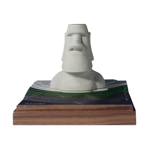 3D-Notizblock 2025-Tischkalender, Moai Antihaft-Notizblock, Kreatives Papierskulptur-Bastel mit Stifthalter, 3D-Kunst Haftnotizen, DIY-Geschenk (Moai) von KIRVCN